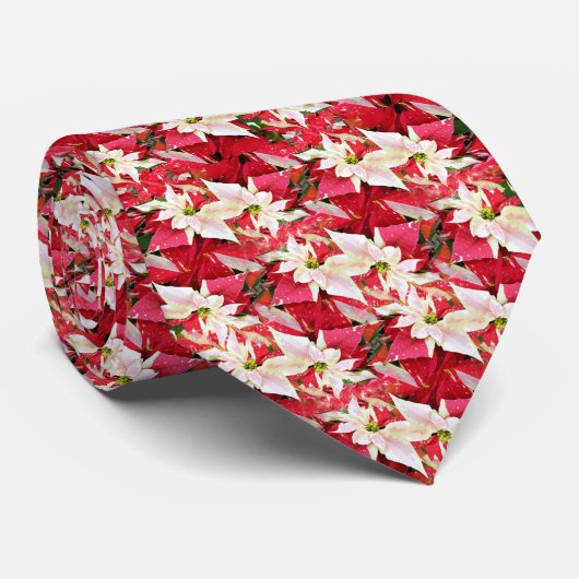 Variegated Poinsettia Holiday Neck Tie Stropdas (Opgerold)