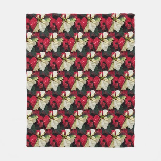 Variegated Poinsettia Pattern Holiday Fleece Deken (Voorkant)