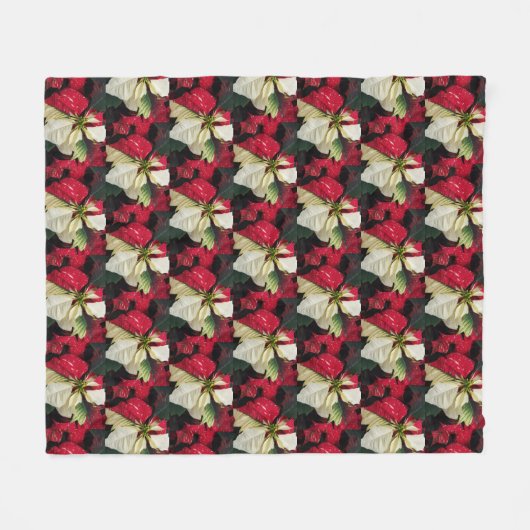 Variegated Poinsettia Pattern Holiday Fleece Deken (Voorkant (Horizontaal))