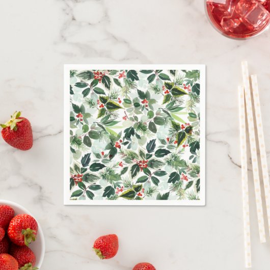Variegated Red Winterberry Pattern Christmas Servet (Insitu)