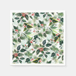 Variegated Red Winterberry Pattern Christmas Servet