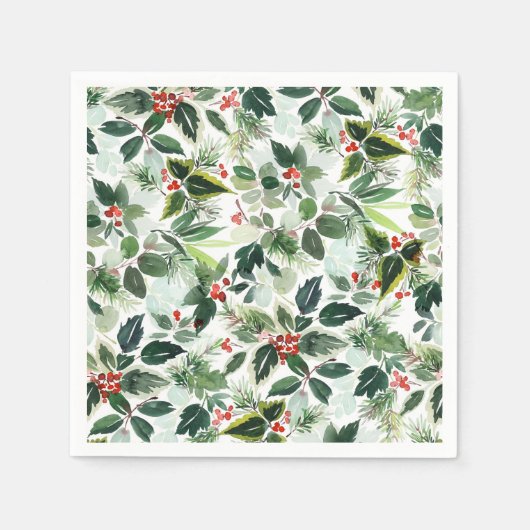 Variegated Red Winterberry Pattern Christmas Servet (Voorkant)