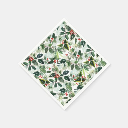 Variegated Red Winterberry Pattern Christmas Servet (Hoek)
