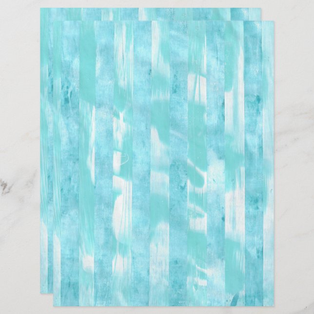 Variegated Stripes Blauwgroen Turquoise Scrapbook  (Voorkant / Achterkant)