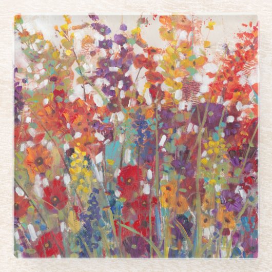 Variëteit bloemen glazen onderzetter (Voorkant)