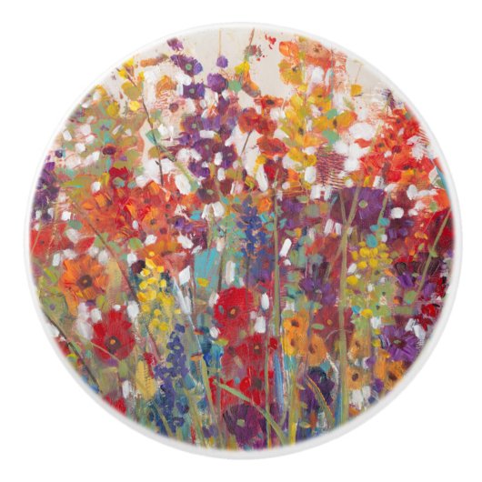 Variëteit bloemen keramische knop (Voorkant)