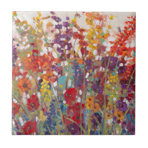 Variëteit bloemen tegeltje