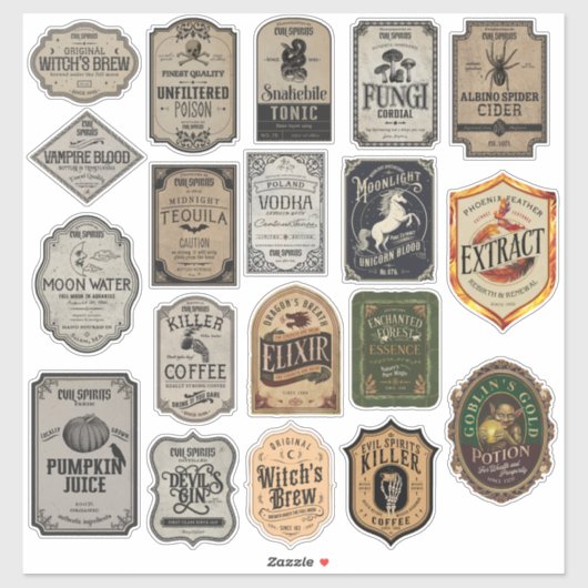 Variëteit bundel van 19 Halloween Sticker labels (Vel)