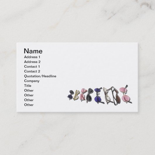 Variëteit van kleurrijke glazen visitekaartje (Voorkant)