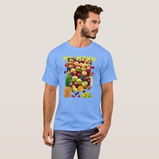 Variëteit van vers fruit met een slogan t-shirt (Voorkant volledig)