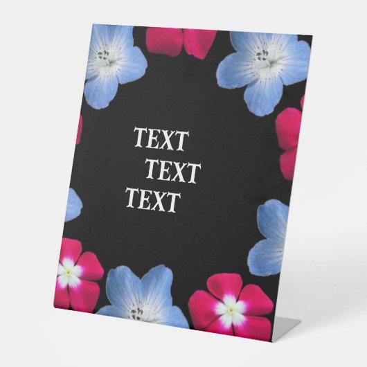 variëteit zwart en roze Bloem Reclamebord Met Voetstuk (Voorkant)