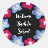 variëteit zwarte kleur en bloemen ronde sticker (Voorkant)