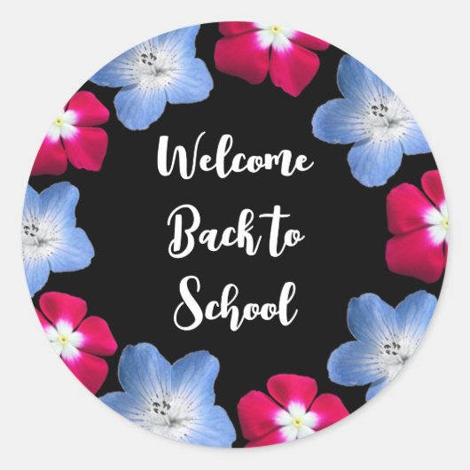 variëteit zwarte kleur en bloemen ronde sticker (Voorkant)