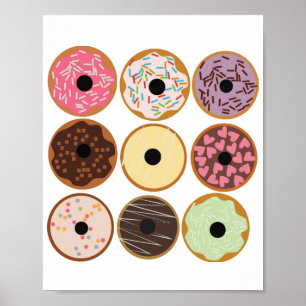 Variëteiten van donuts poster