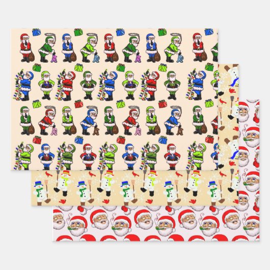 Variety 3 bladen Kerstmis inpakpapier (Set)