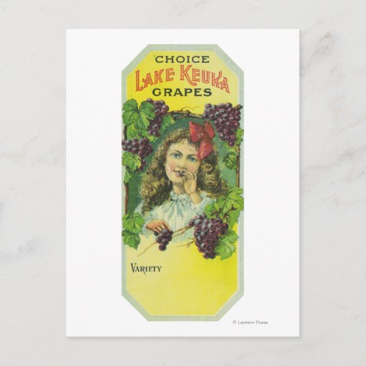 Variety Choice Lake Keuka Grapes Label Briefkaart (Voorkant)