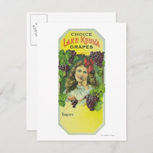 Variety Choice Lake Keuka Grapes Label Briefkaart (Voorkant / Achterkant)