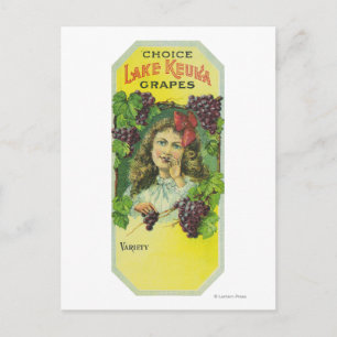 Variety Choice Lake Keuka Grapes Label Briefkaart