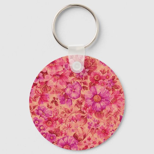 Various Blooming Flowers in Warm Pink and Purple Sleutelhanger (Voorkant)