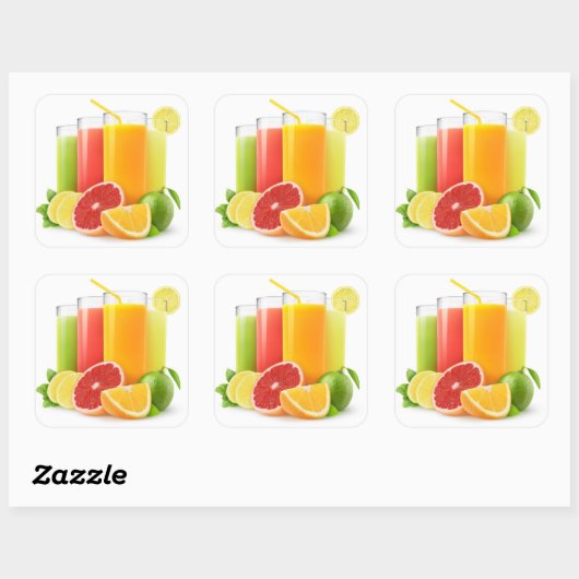 Various citrus juices vierkante sticker (Vel)