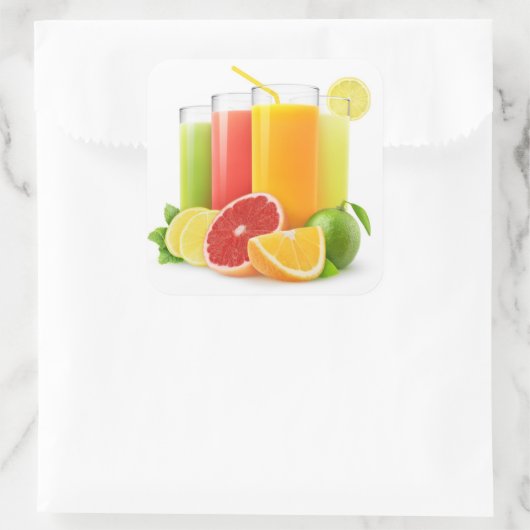 Various citrus juices vierkante sticker (Tas)