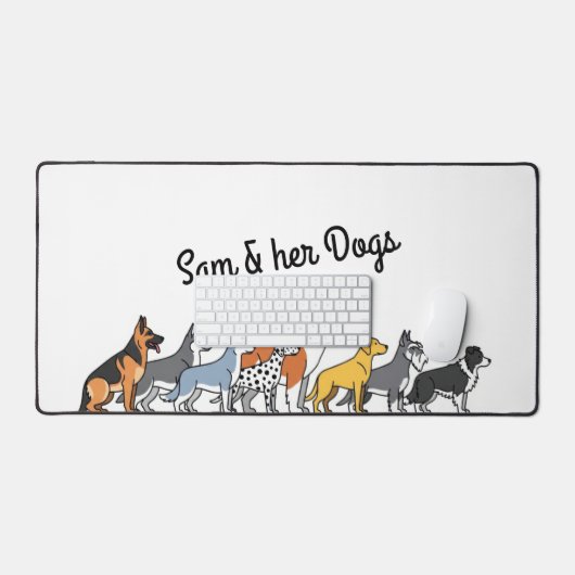 Various Dog Breeds in a Row Bureaumat (Keyboard & Muis)