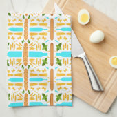 Various dry pasta shapes basil and baguettes theedoek (Quarter Fold)