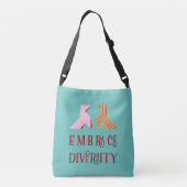 Various Paper Bow Couple Embrace Diversity Quote Crossbody Tas (Achterkant)