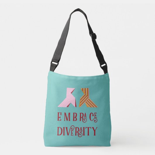 Various Paper Bow Couple Embrace Diversity Quote Crossbody Tas (Voorkant)
