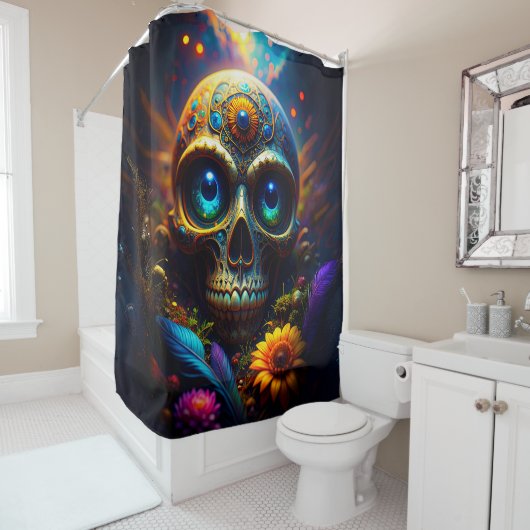 various skulls 023 douchegordijn (In situ)