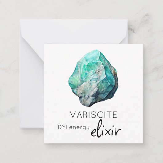 *~* Variscite Elixir Stone AP64 Flat Note Kaart Notitiekaartje (Voorkant)