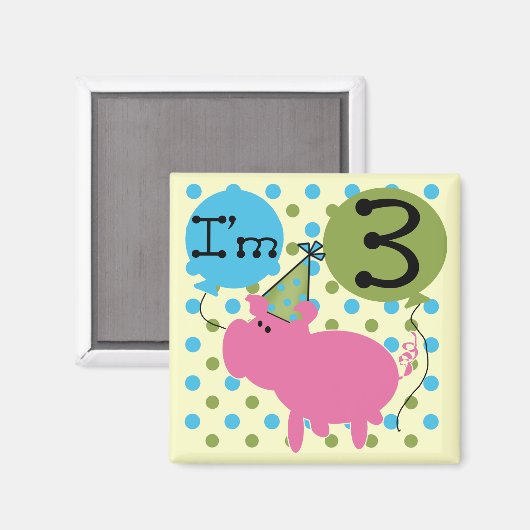 Varken 3e verjaardag Tshirts en geschenken Magneet (Voorkant / Achterkant)