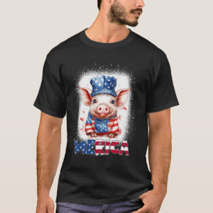 Varken 4 juli Patriottisch Amerika Vlag T-shirt