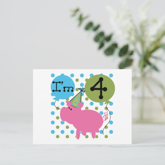 Varken 4e verjaardag Tshirts en geschenken Briefkaart (Staand voorkant)