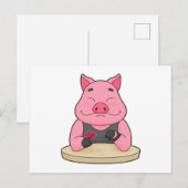 Varken aan het poker met pokerkaarten briefkaart (Voorkant / Achterkant)