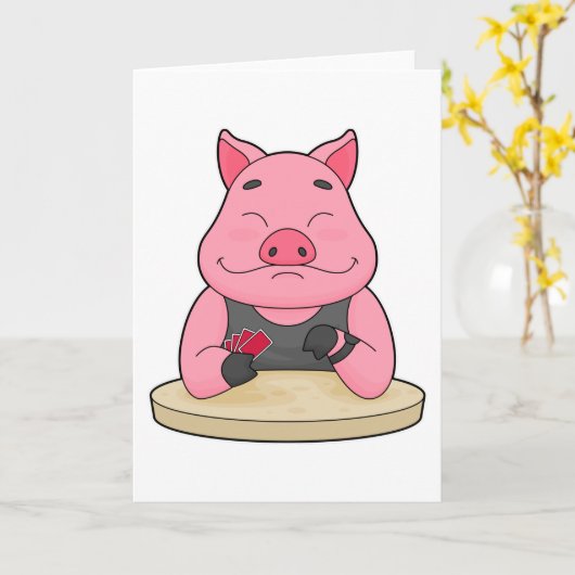 Varken aan het poker met pokerkaarten kaart (Gele Bloem)