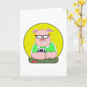 Varken aan het pokeren met kaarten (Gele Bloem)