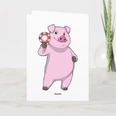 Varken aan het pokeren met pokerfiches kaart (Achterkant)