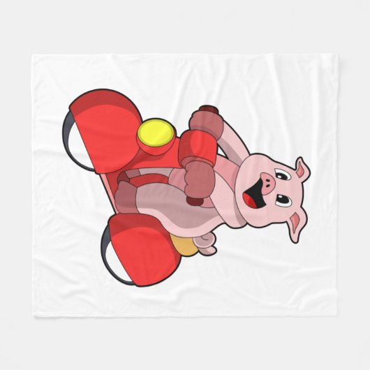 Varken als Biker met Scooter Fleece Deken (Voorkant (Horizontaal))