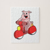 Varken als Biker met Scooter Legpuzzel (Verticaal)