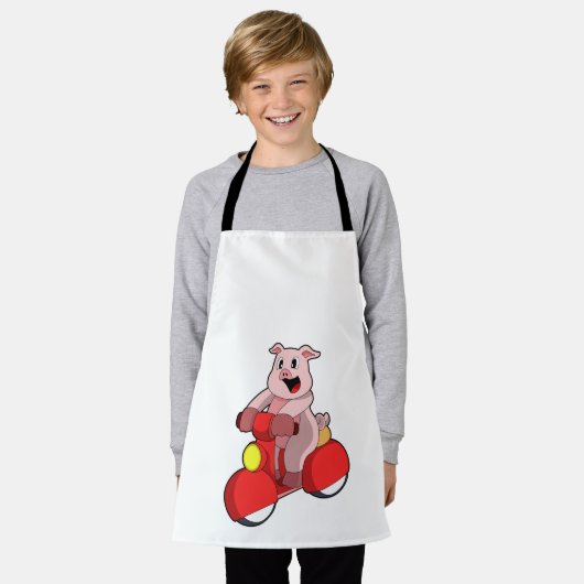 Varken als Biker met Scooter Schort (Gedragen)