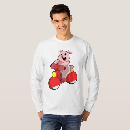 Varken als Biker met Scooter T-shirt (Voorkant volledig)