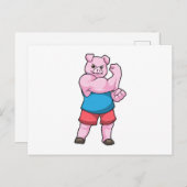 Varken als bodybuilder met grote bovenarm briefkaart (Voorkant / Achterkant)