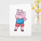 Varken als bodybuilder met grote bovenarm kaart (Gele Bloem)