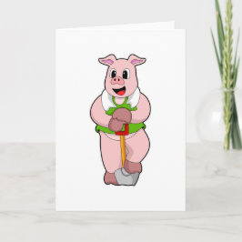 Varken als boer met schep kaart