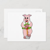 Varken als boer met schop briefkaart (Voorkant / Achterkant)