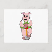 Varken als boer met schop briefkaart (Voorkant)