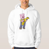 Varken als boer met stro hoodie (Voorkant)