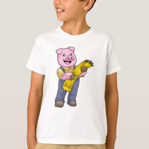 Varken als boer met stro t-shirt