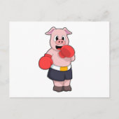 Varken als bokser bij boksen briefkaart (Voorkant)